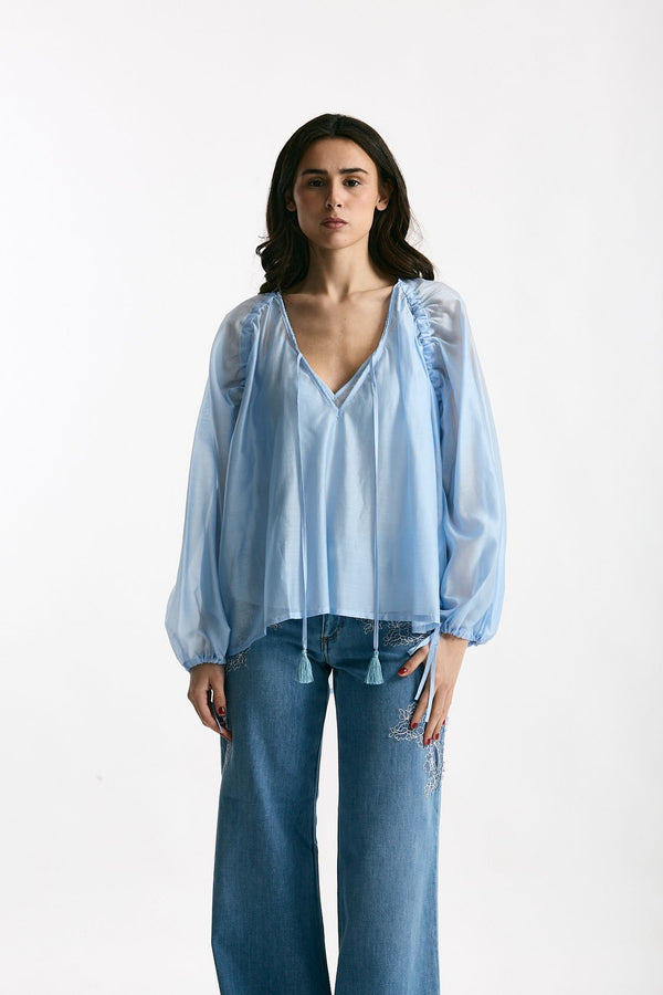 Camicia fluida azzurro cielo women Ermanno firenze
