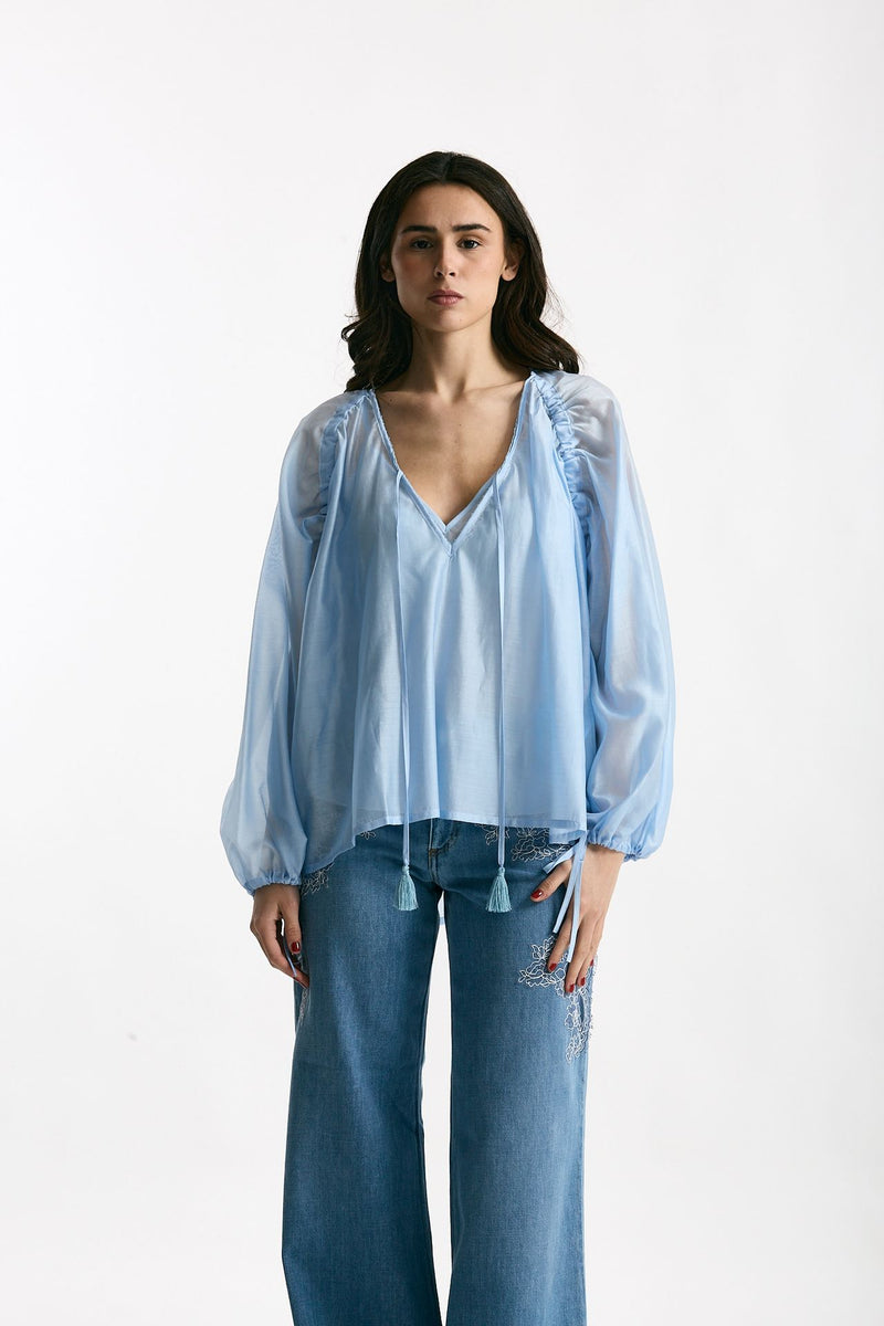 Camicia fluida azzurro cielo women Ermanno firenze - 1