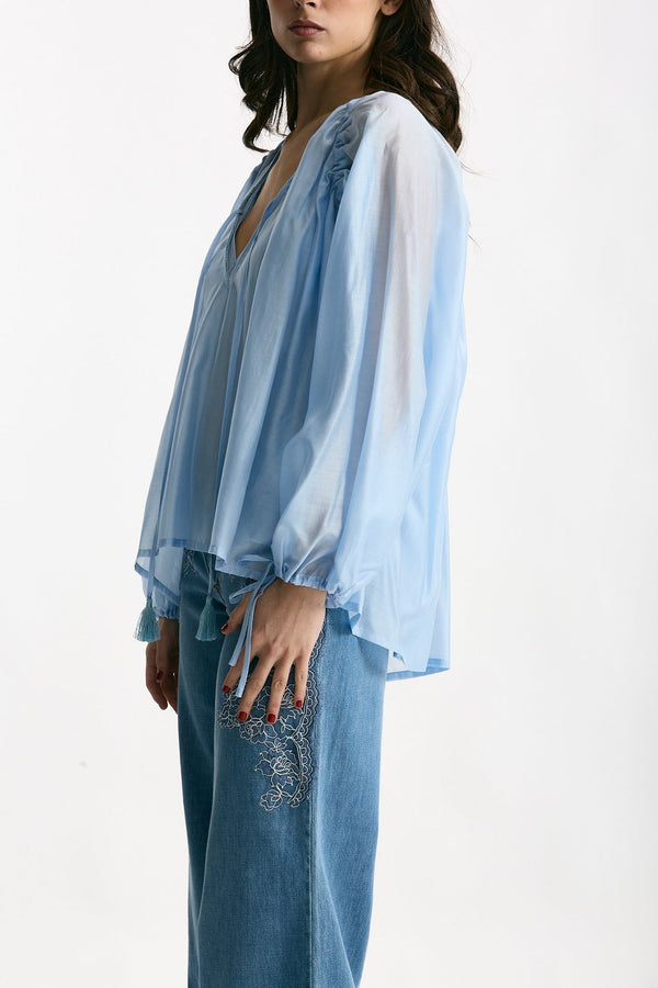 Camicia fluida azzurro cielo women Ermanno firenze