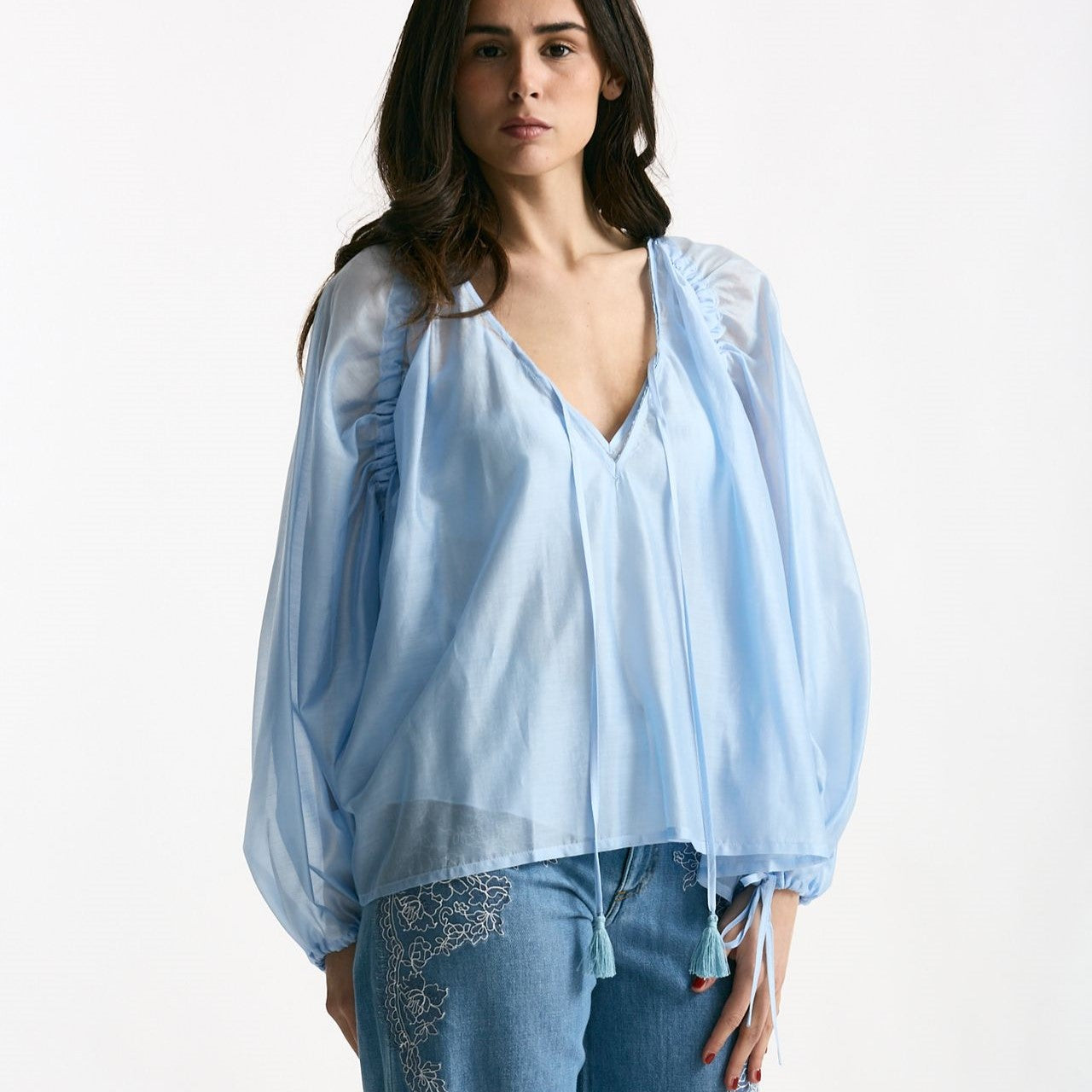 Camicia fluida azzurro cielo women Ermanno firenze - 7