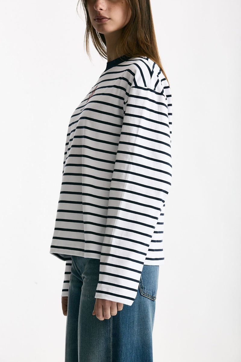 T-shirt girocollo rigata bianca e blu women Seafarer - 2
