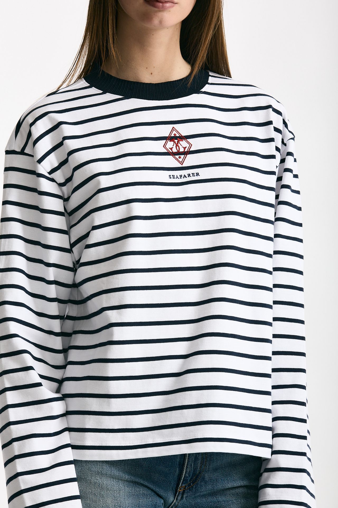 T-shirt girocollo rigata bianca e blu women Seafarer - 5