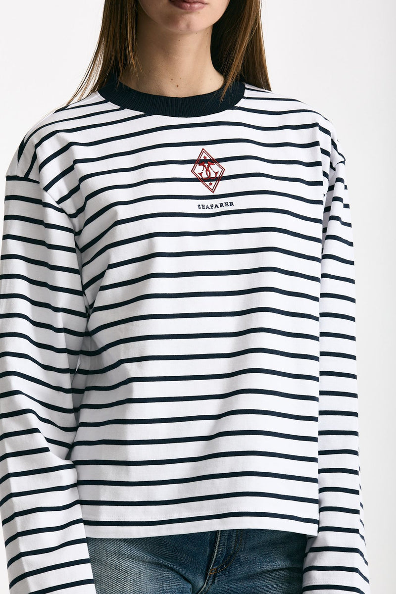 T-shirt girocollo rigata bianca e blu women Seafarer - 5