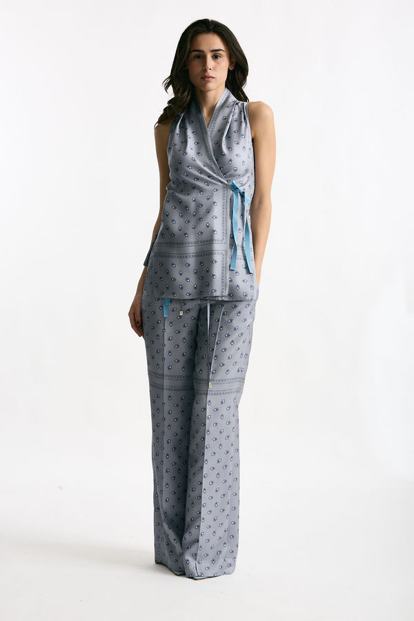 Top in micro-fantasia azzurro women Seafarer