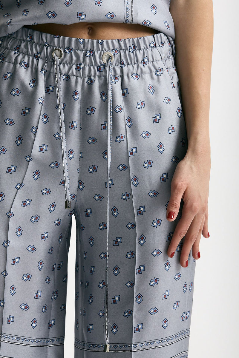 Pantalone fluido microfantasia azzurro women Seafarer - 5