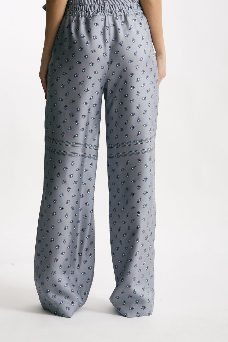 Pantalone fluido microfantasia azzurro women Seafarer - 7