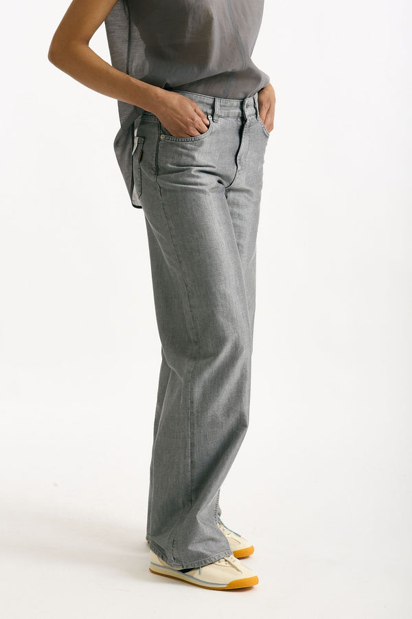 Jeans ANNA palazzo grigio laminato women Siviglia