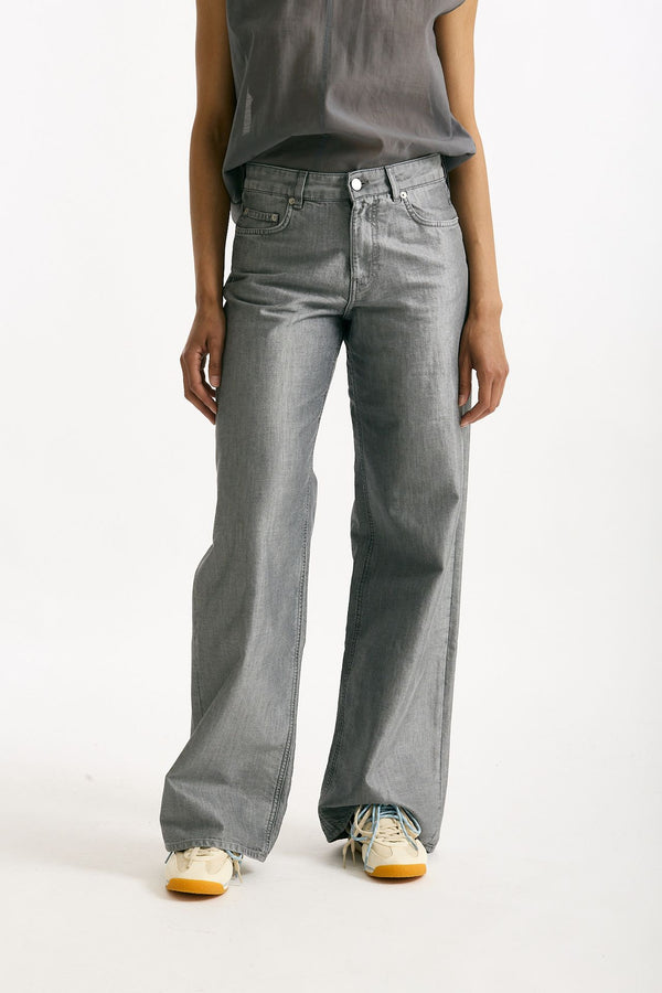 Jeans ANNA palazzo grigio laminato women Siviglia