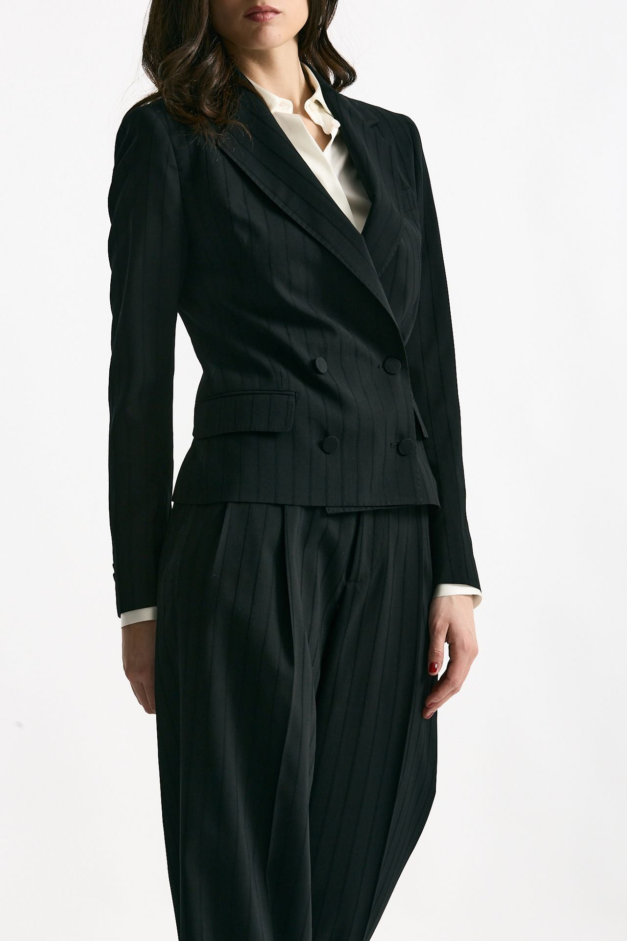 Tailleur gessato tinta su tinta JEMMA nero women Tagliatore - 4