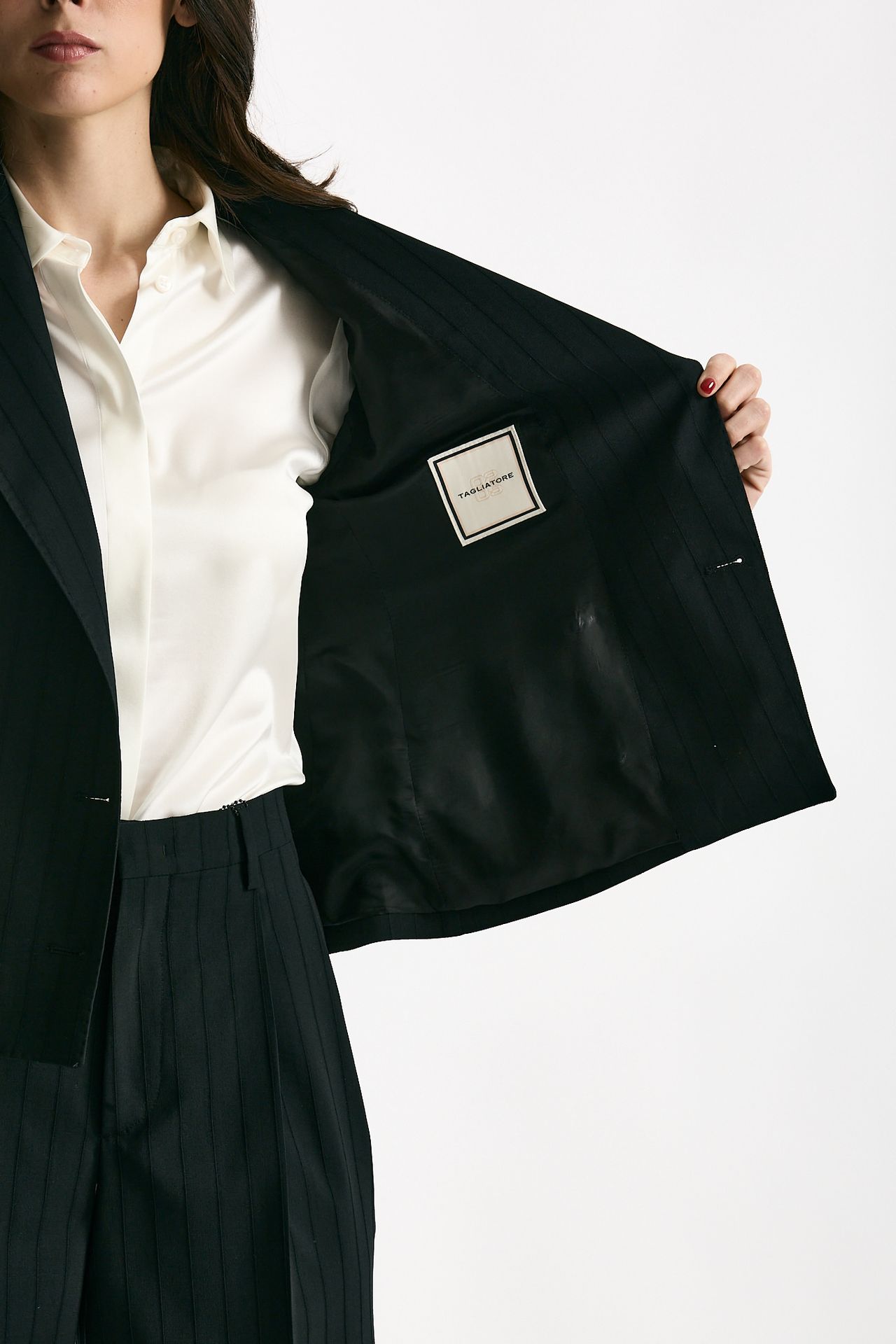 Tailleur gessato tinta su tinta JEMMA nero women Tagliatore - 6