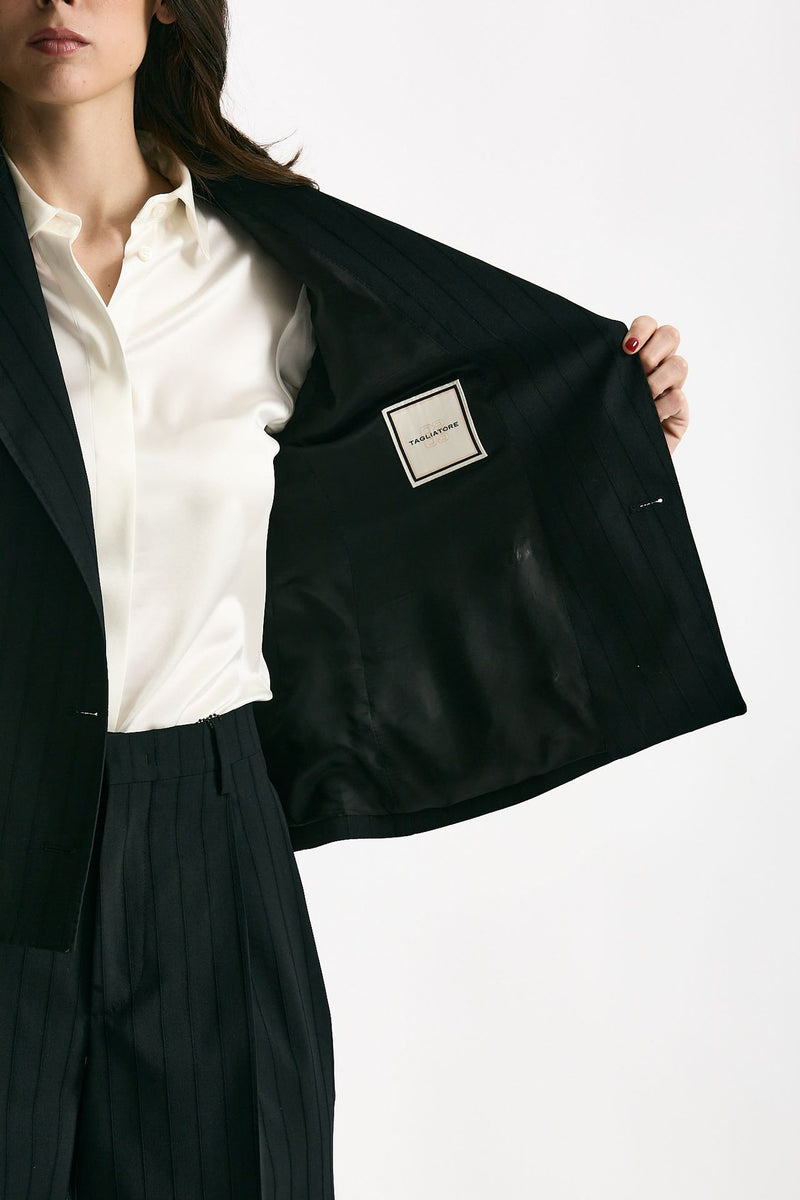 Tailleur gessato tinta su tinta JEMMA nero women Tagliatore - 6