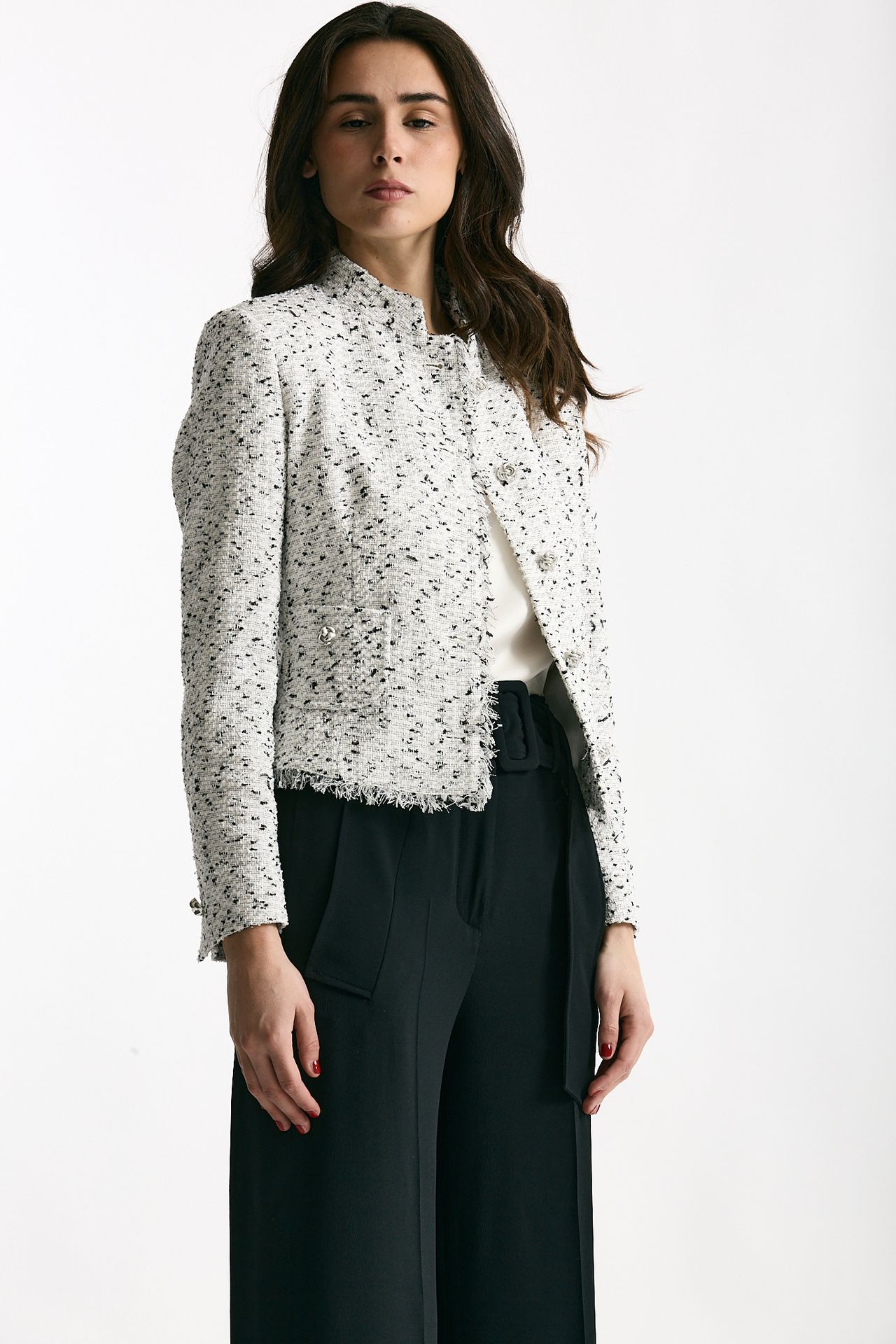 Giacca slim JEMMA lavorato bianco e nero women Tagliatore - 4