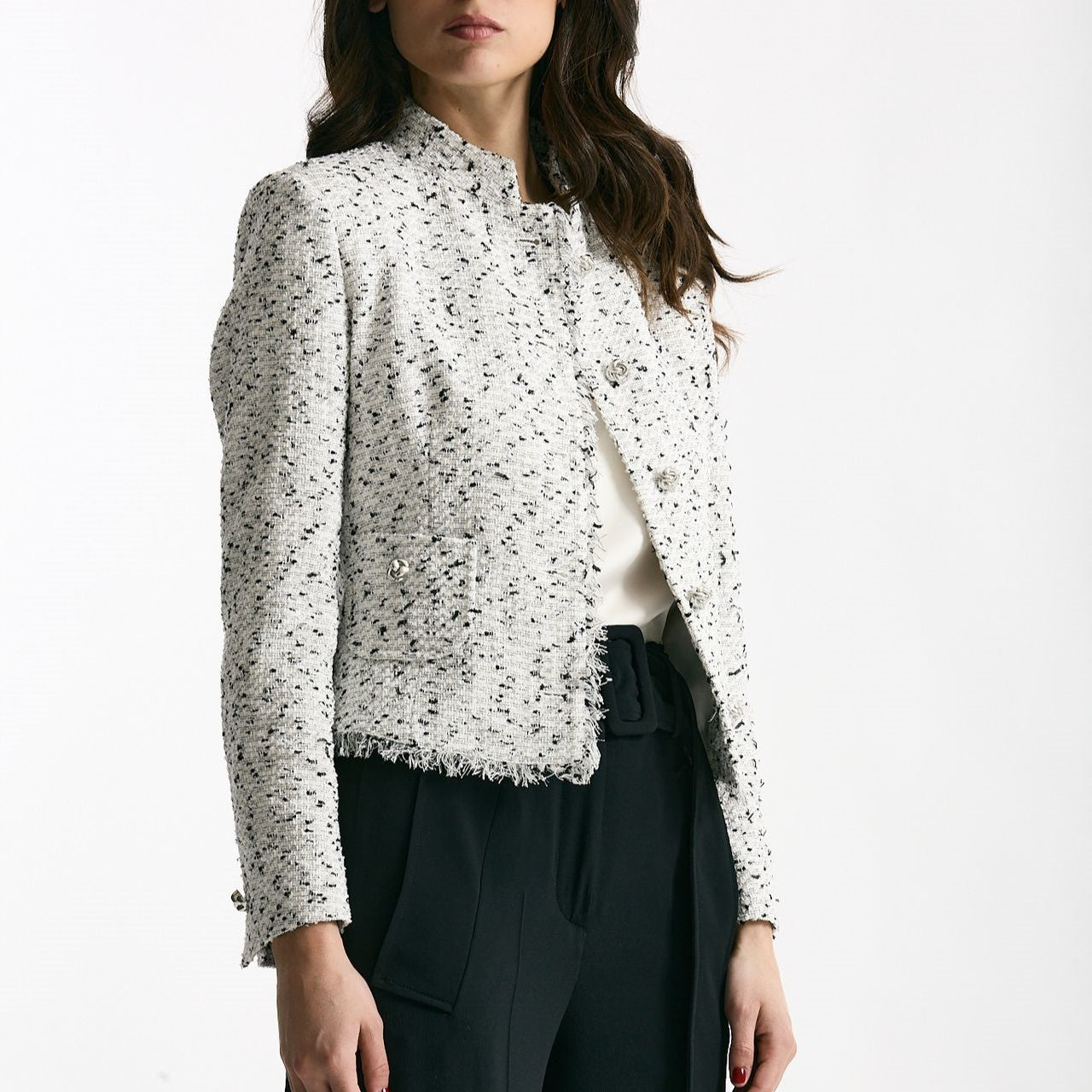 Giacca slim JEMMA lavorato bianco e nero women Tagliatore - 8