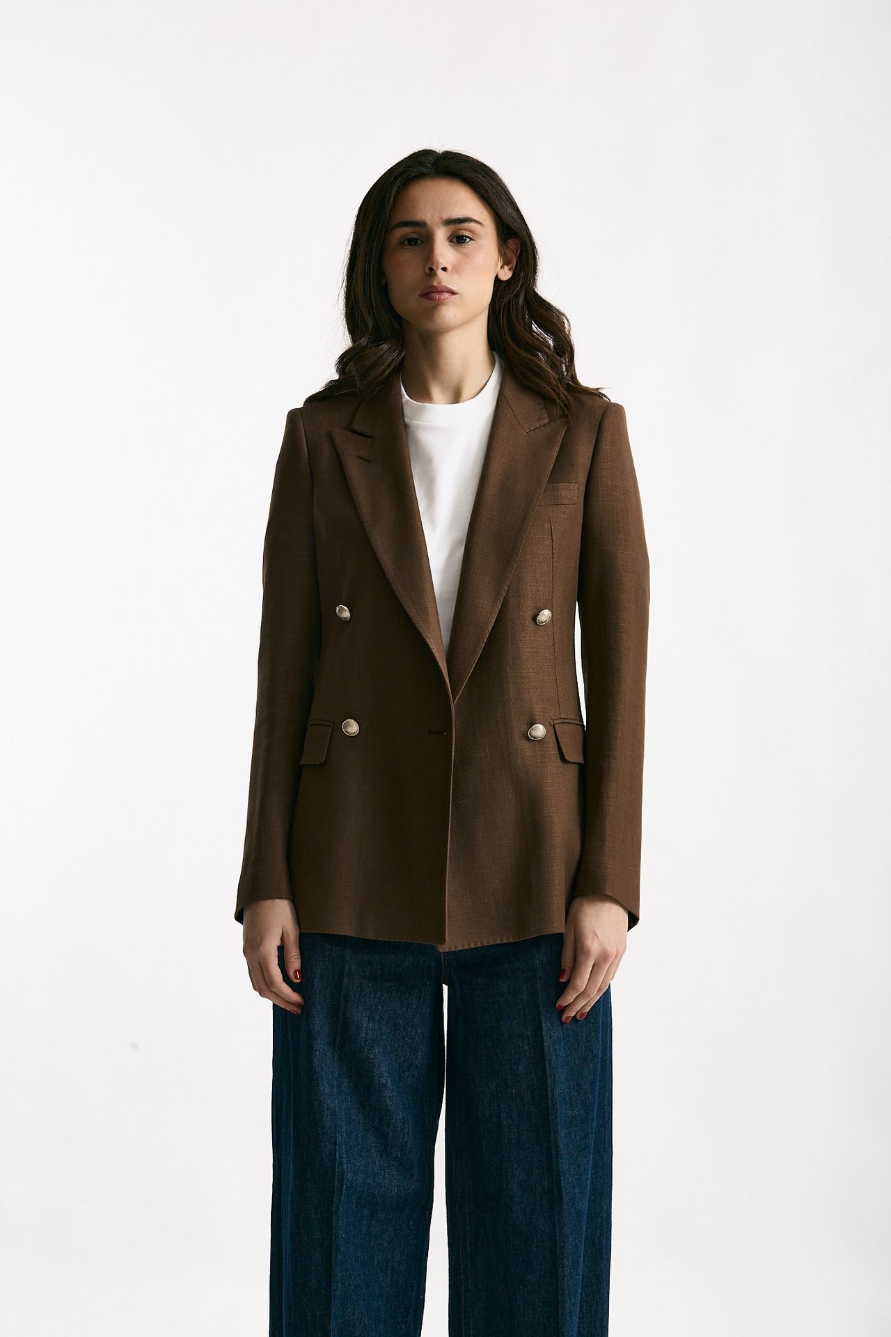 Blazer ROSI in viscosa e lino marrone women Tagliatore - 2
