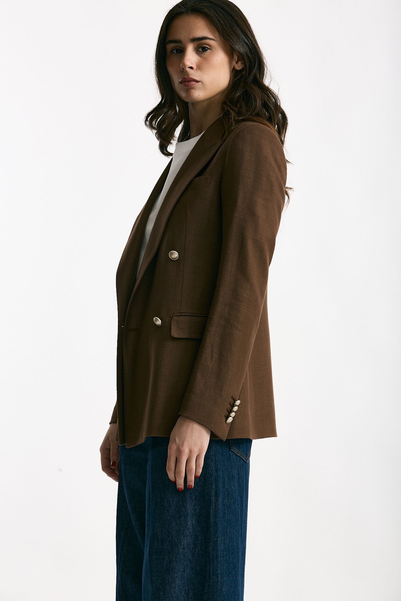 Blazer ROSI in viscosa e lino marrone women Tagliatore - 3