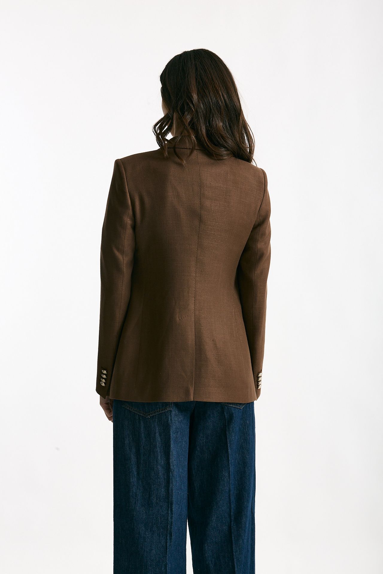 Blazer ROSI in viscosa e lino marrone women Tagliatore - 4