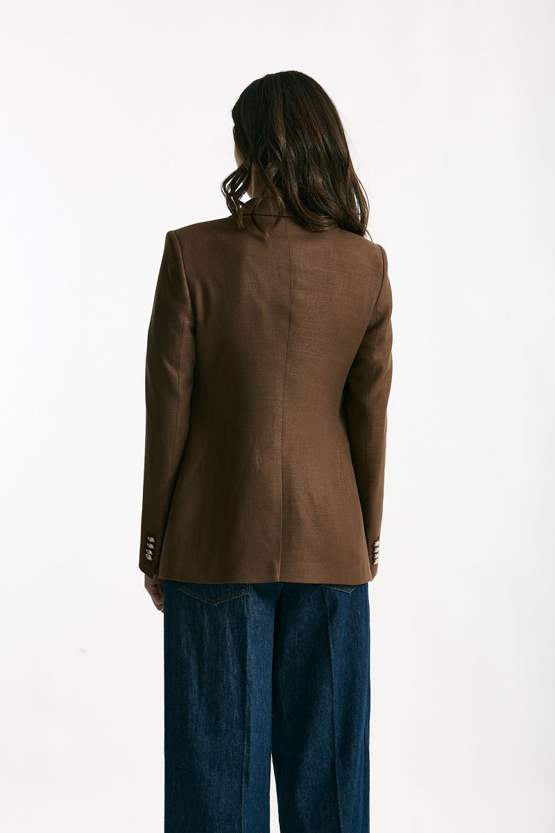Blazer ROSI in viscosa e lino marrone women Tagliatore - 4