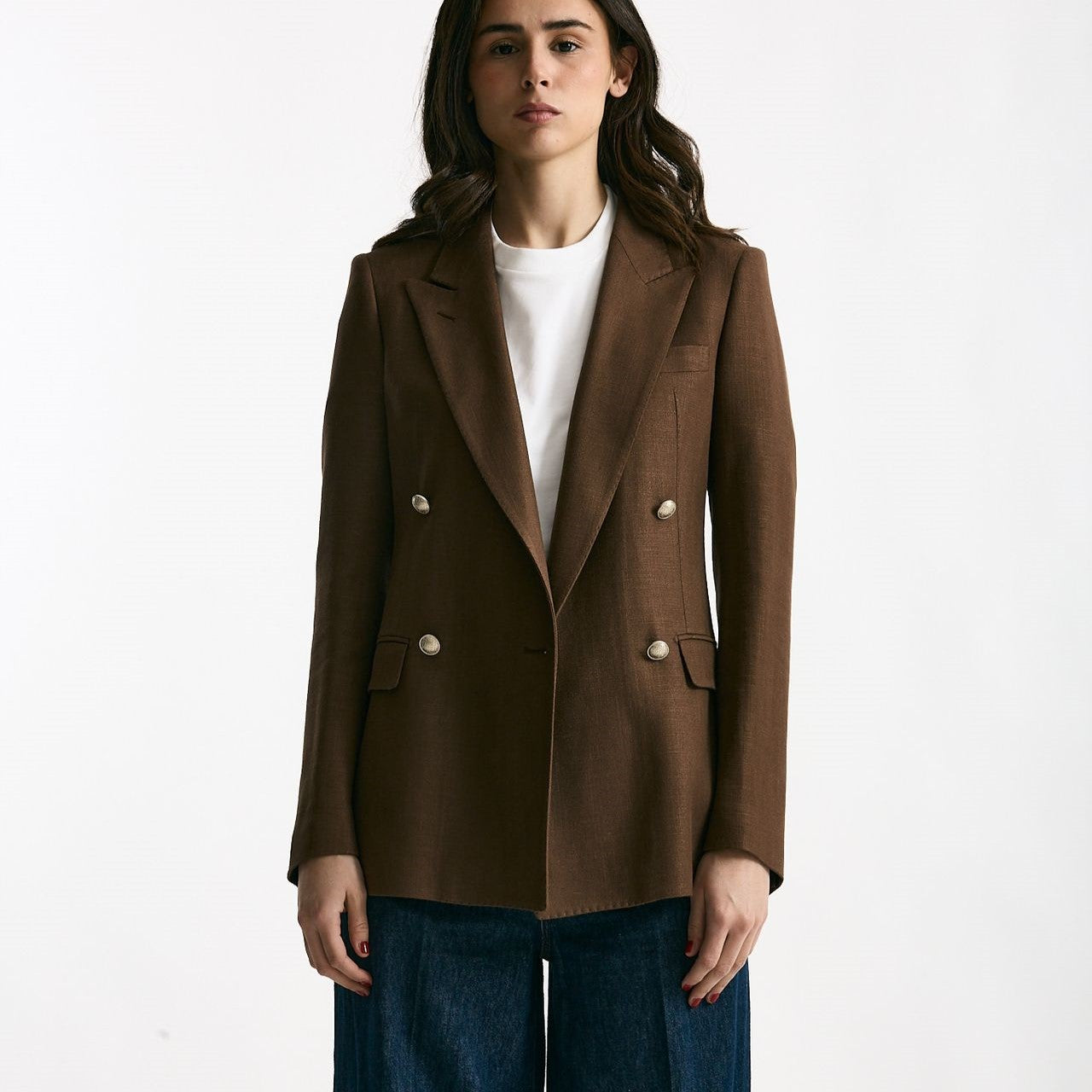 Blazer ROSI in viscosa e lino marrone women Tagliatore - 7
