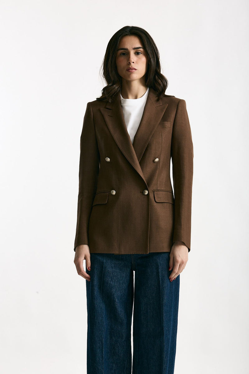 Blazer ROSI in viscosa e lino marrone women Tagliatore - 5