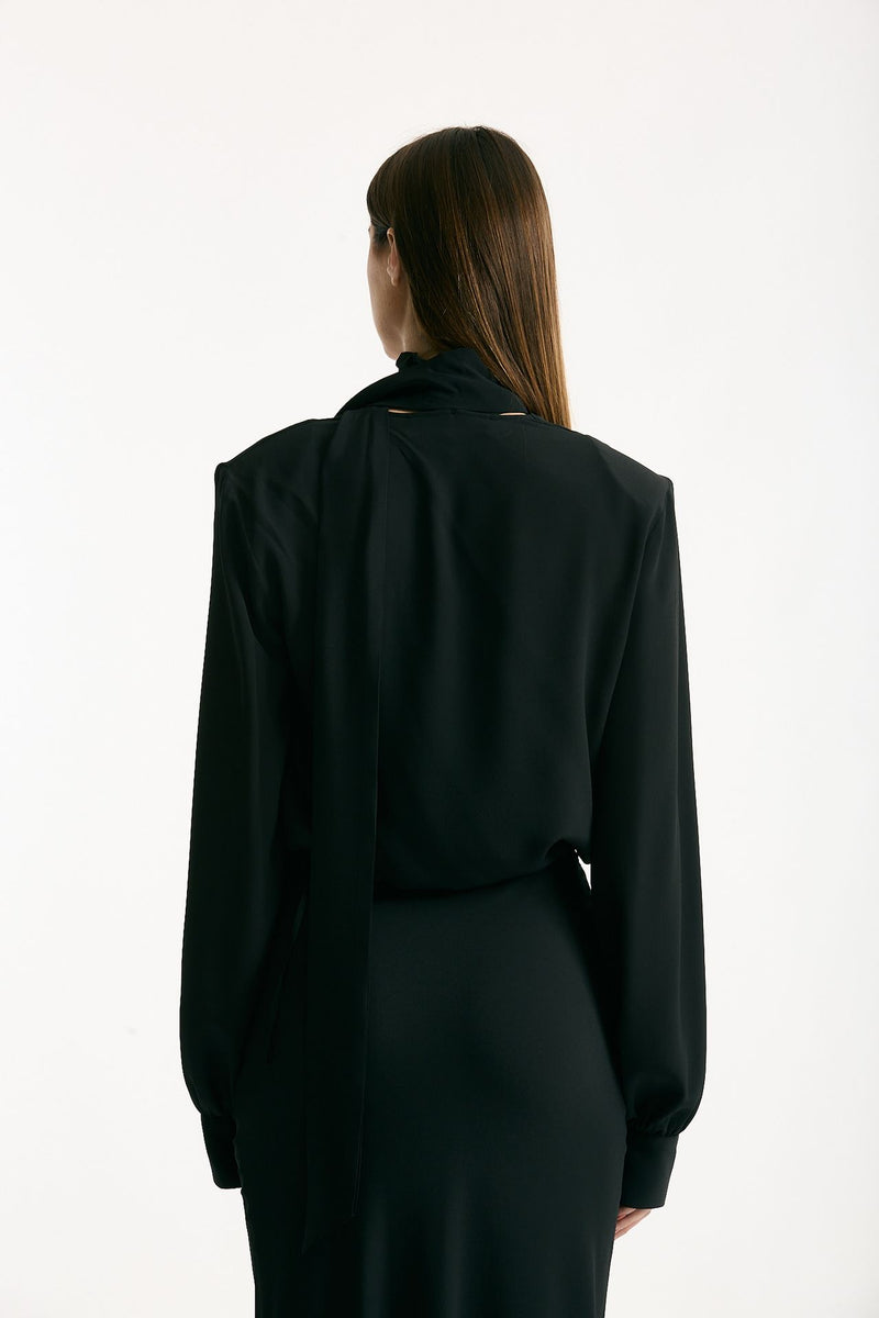 Camicia crop scollo incrociato nero women Federica tosi - 3