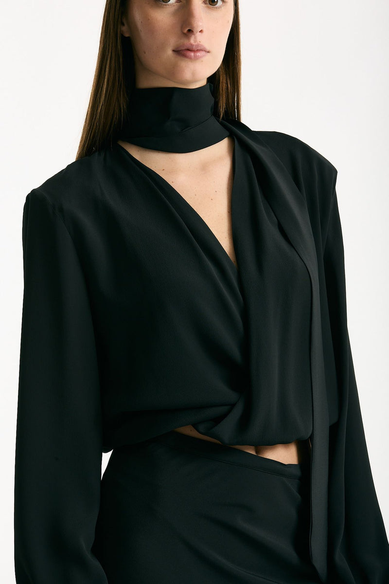 Camicia crop scollo incrociato nero women Federica tosi - 4