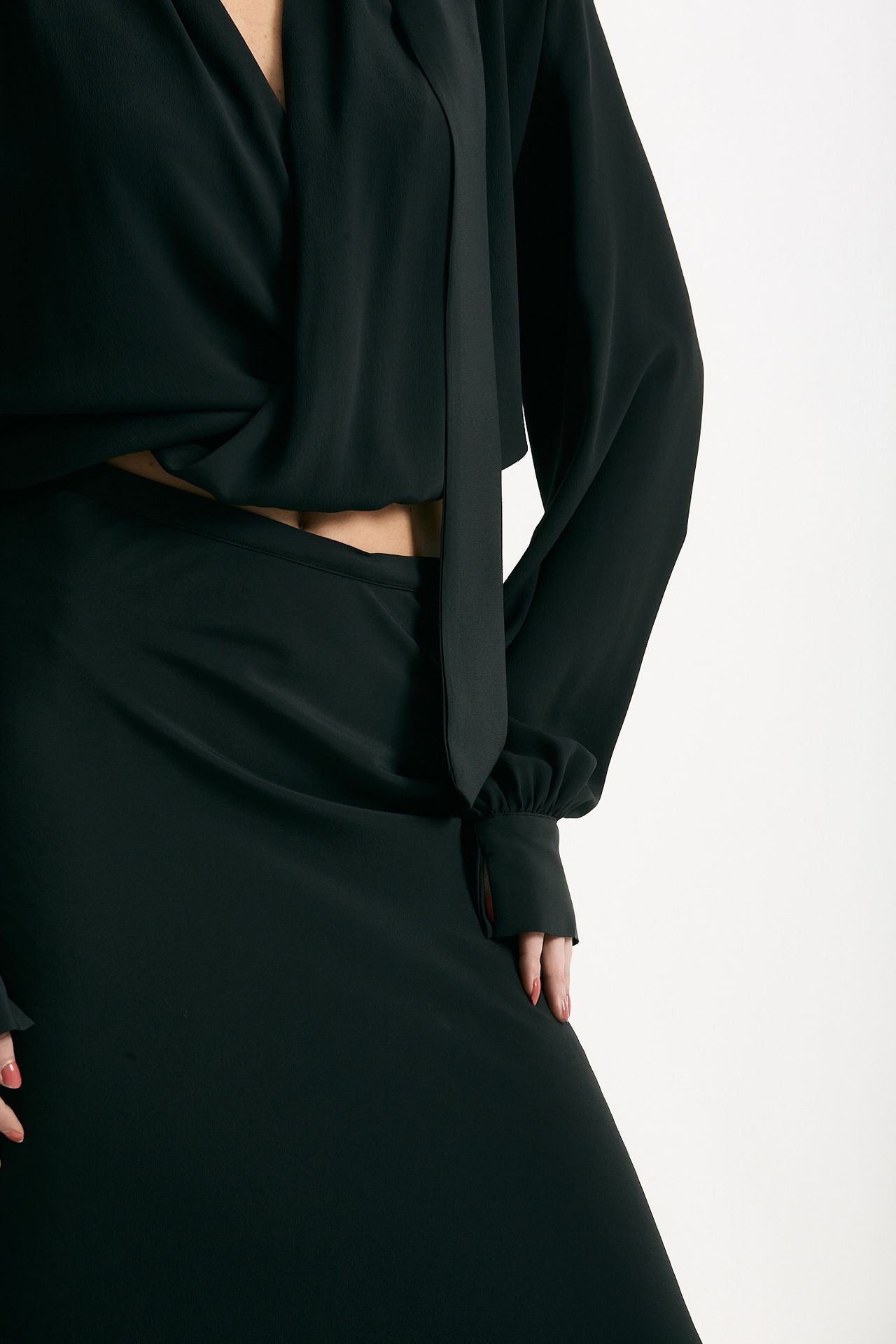 Camicia crop scollo incrociato nero women Federica tosi - 5
