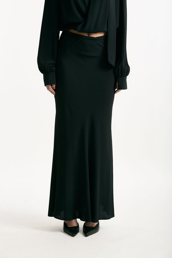 Gonna vita alta in misto seta nero women Federica tosi