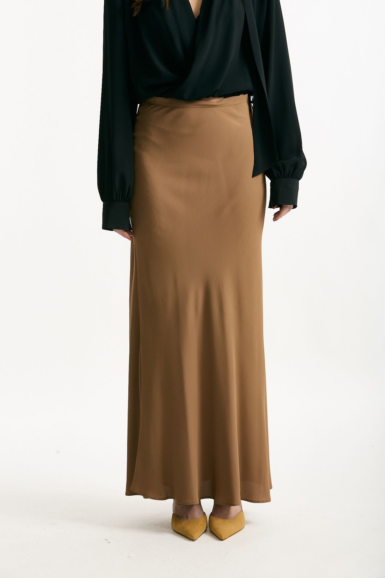 Gonna vita alta in misto seta cammello women Federica tosi - 2