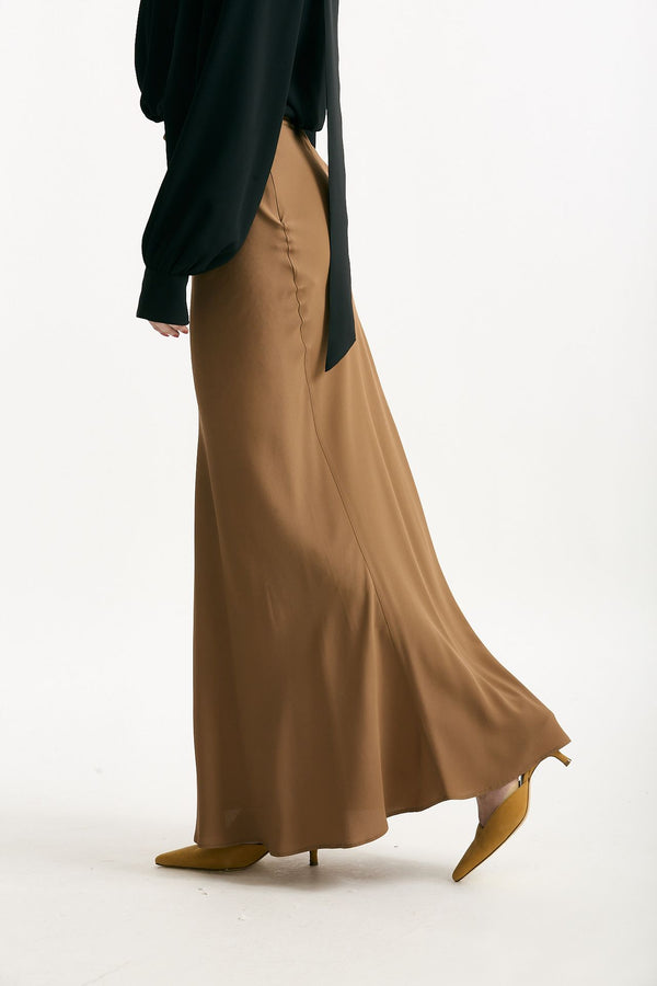 Gonna vita alta in misto seta cammello women Federica tosi