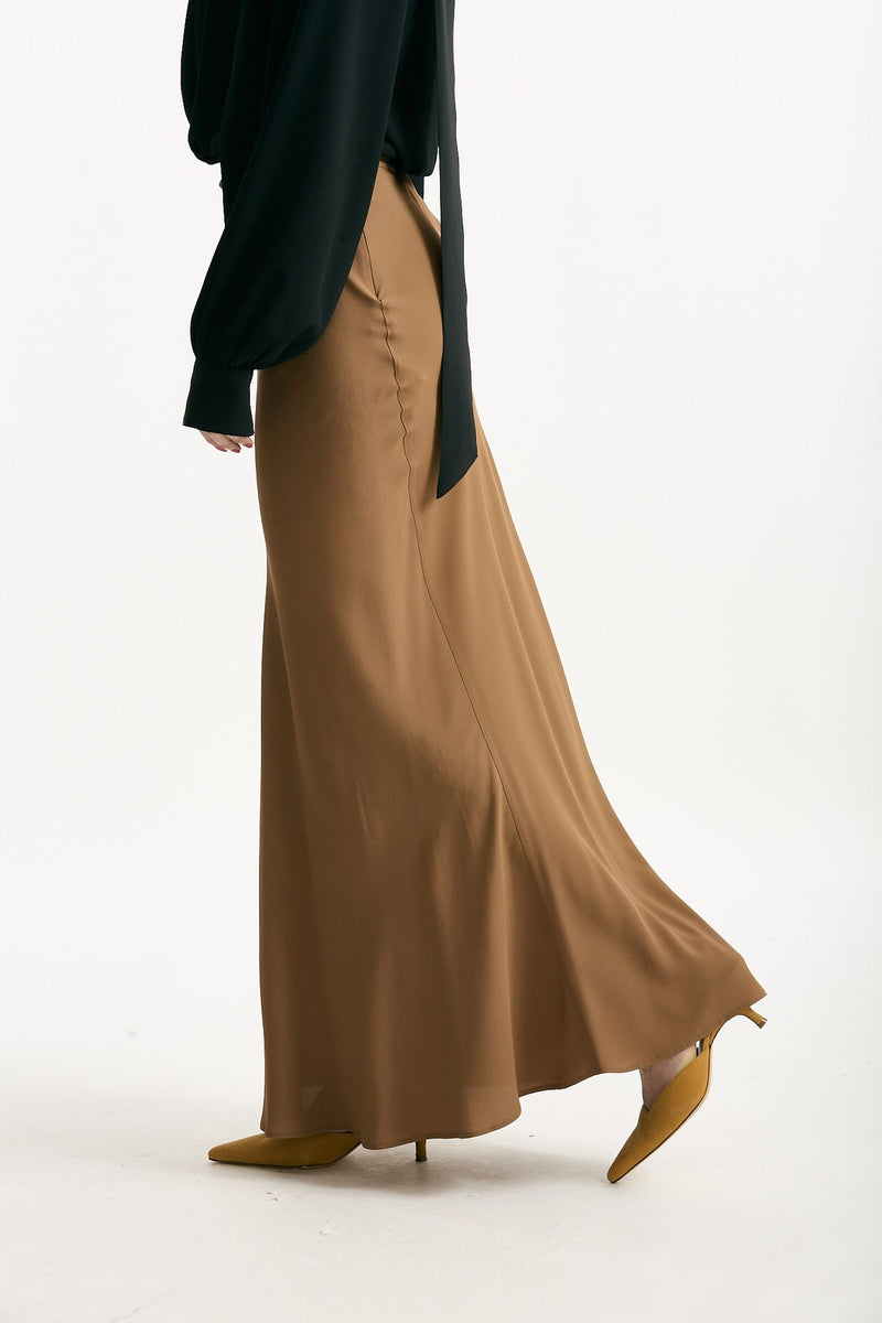 Gonna vita alta in misto seta cammello women Federica tosi - 1