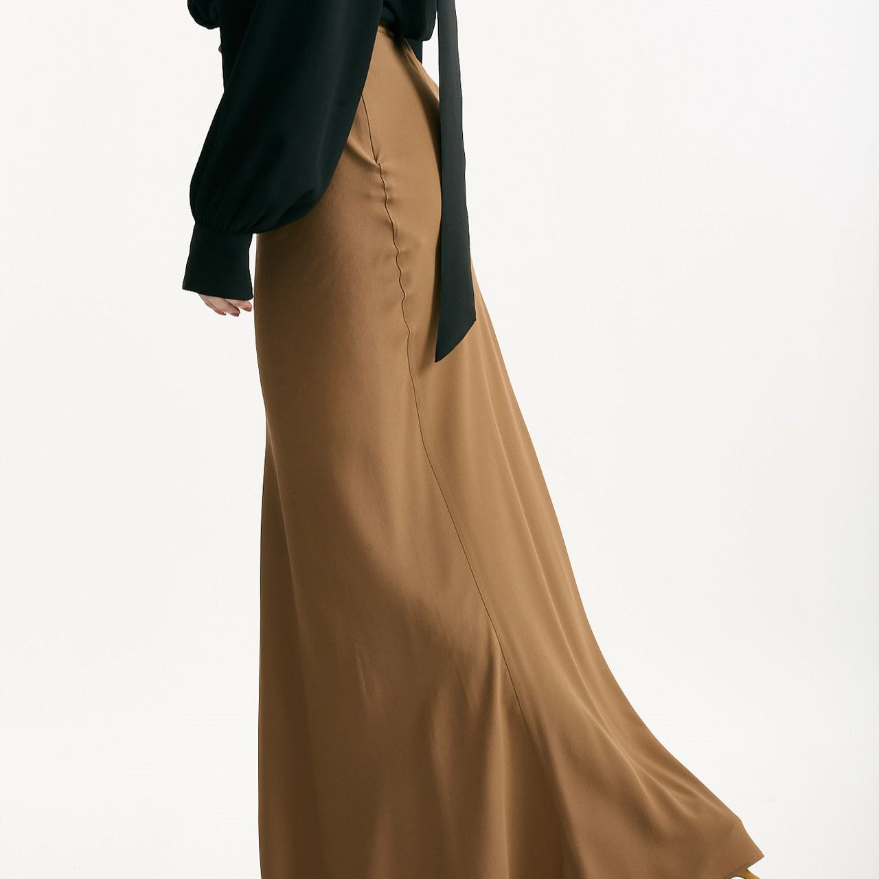 Gonna vita alta in misto seta cammello women Federica tosi - 5