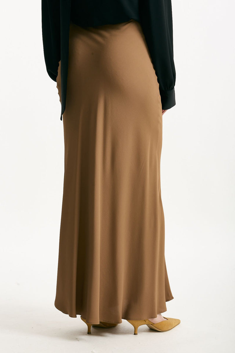 Gonna vita alta in misto seta cammello women Federica tosi - 3