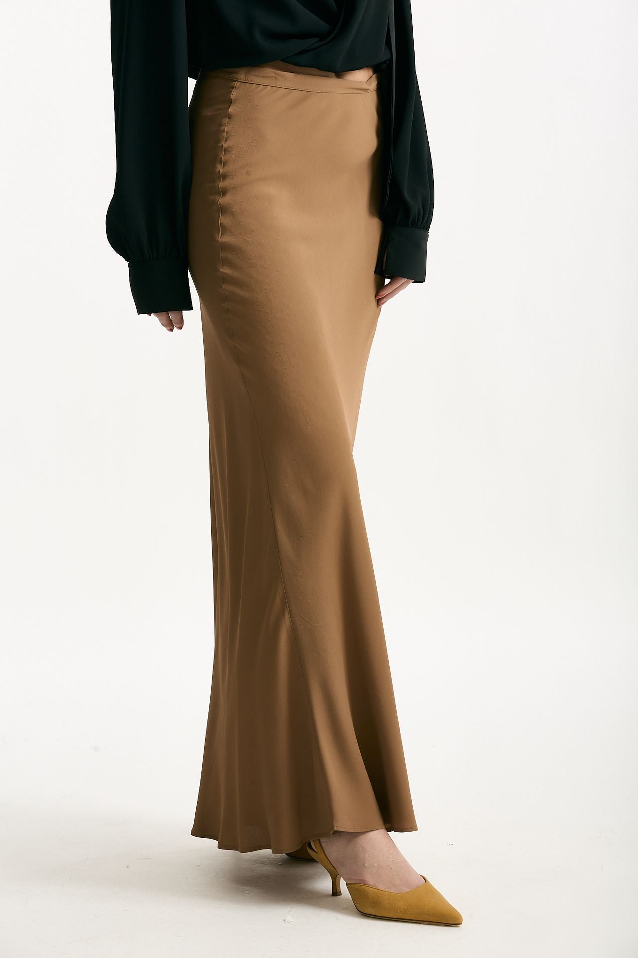 Gonna vita alta in misto seta cammello women Federica tosi - 4