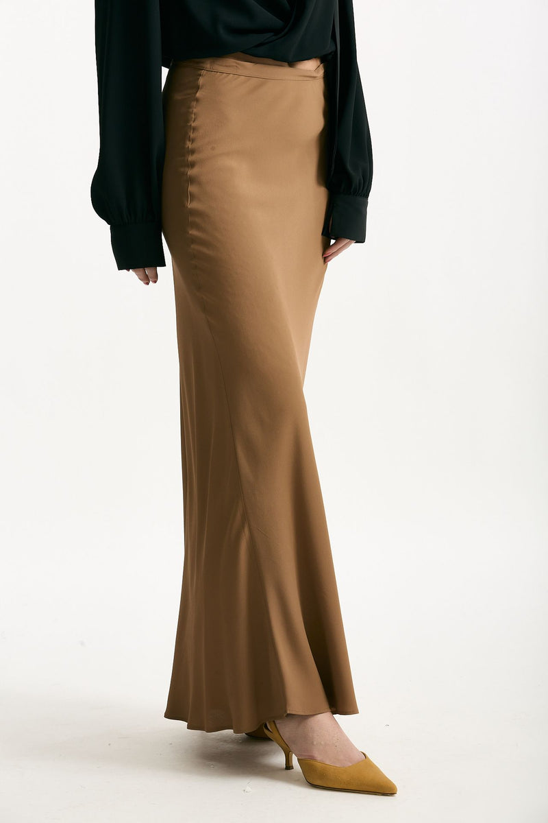 Gonna vita alta in misto seta cammello women Federica tosi - 4
