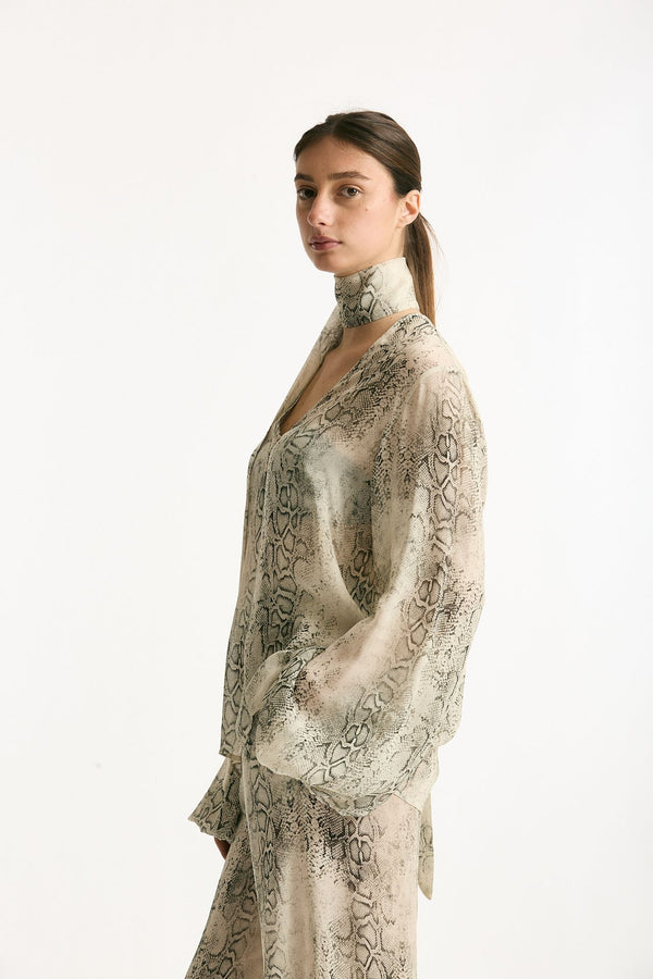 Camicia stampata pitone beige grigio women Federica tosi