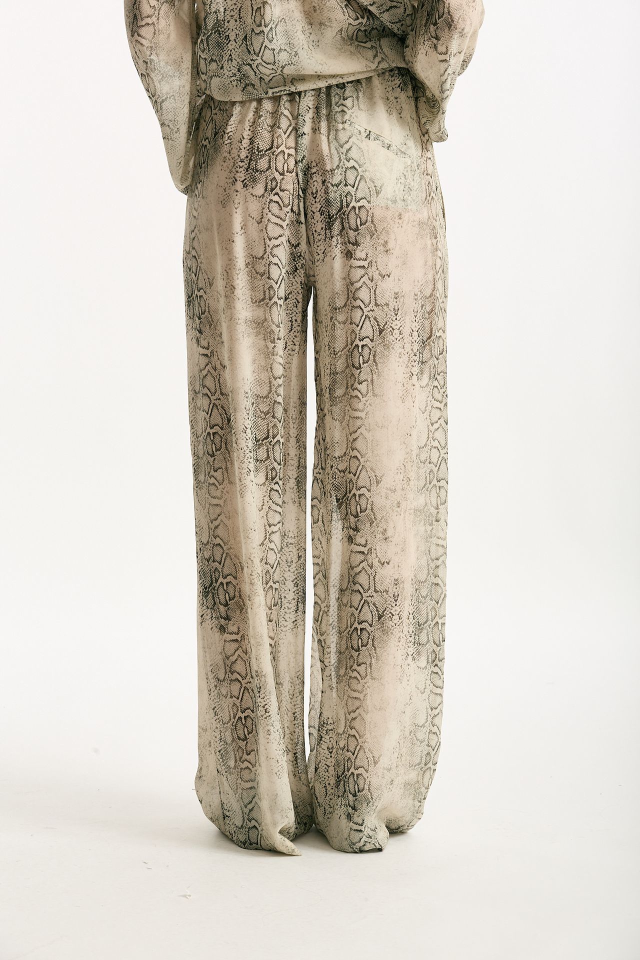 Pantalone vita alta stampato beige grigio women Federica tosi - 3