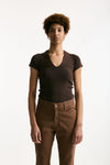Maglia scollo a v costine marrone women Federica tosi - 2