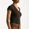 Maglia scollo a v costine marrone women Federica tosi - 5