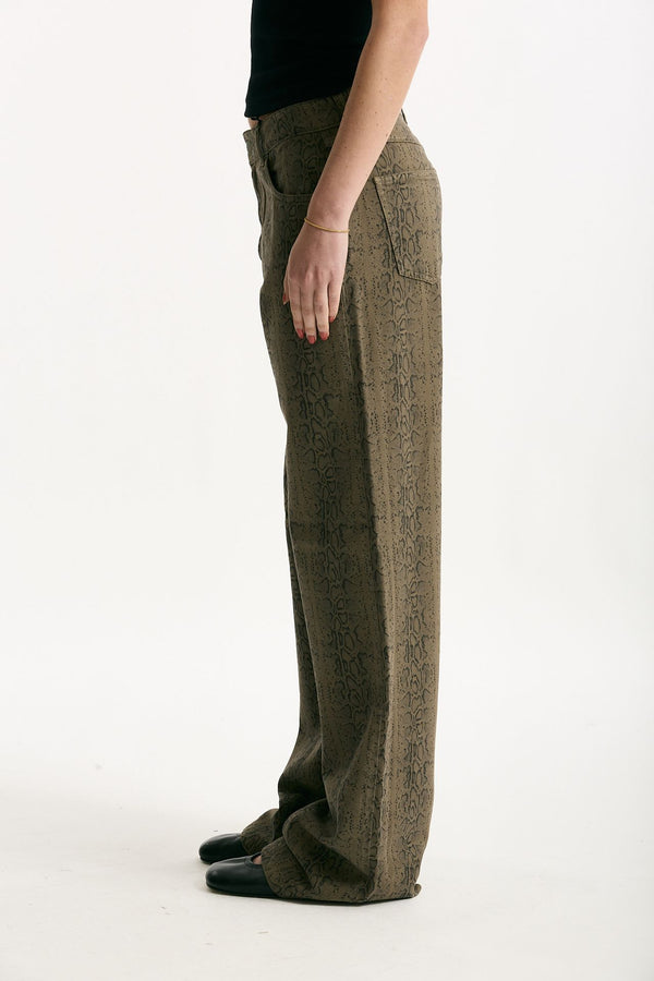 Jeans vita alta stampato verde nero women Federica tosi