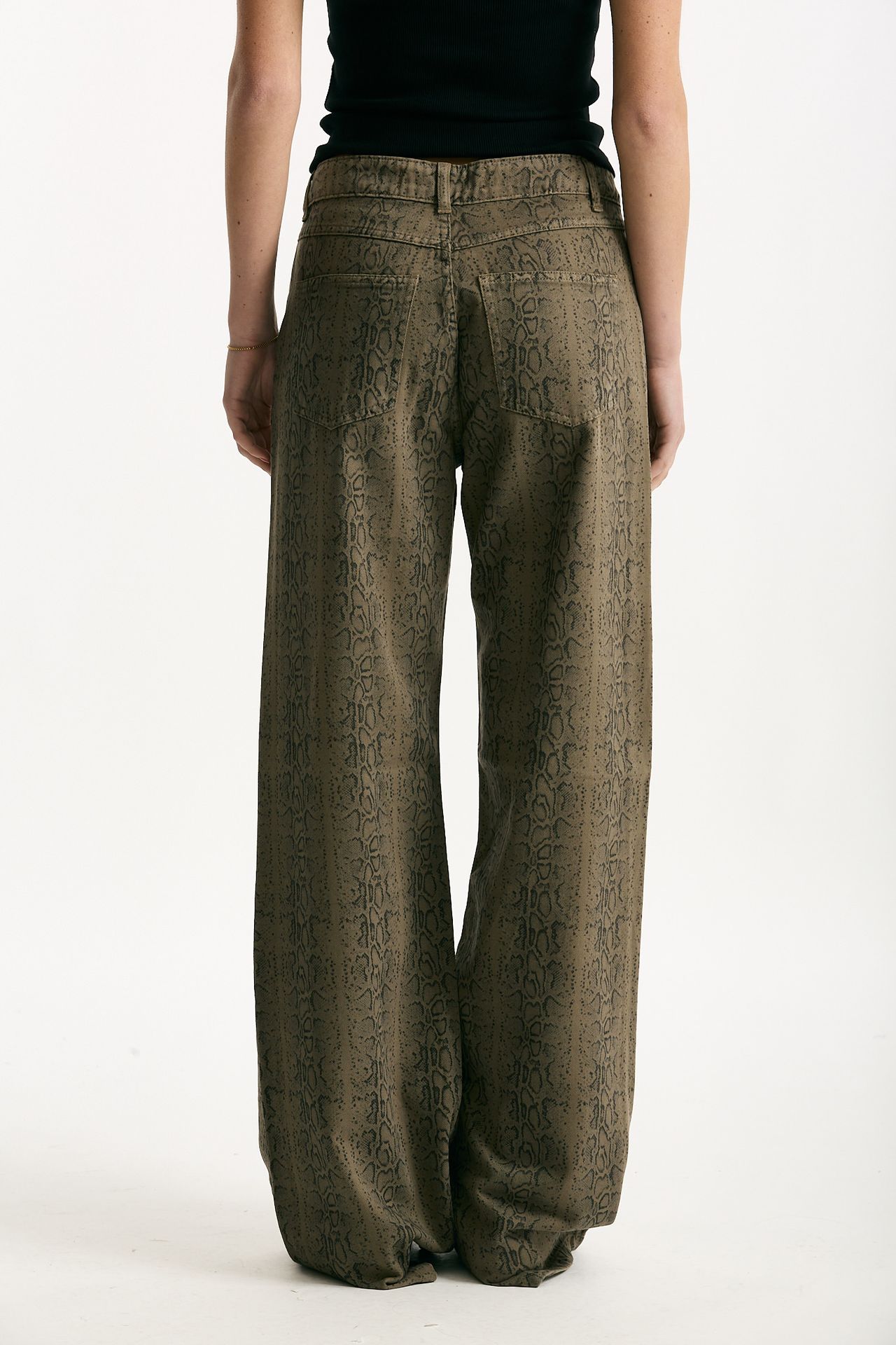 Jeans vita alta stampato verde nero women Federica tosi - 3