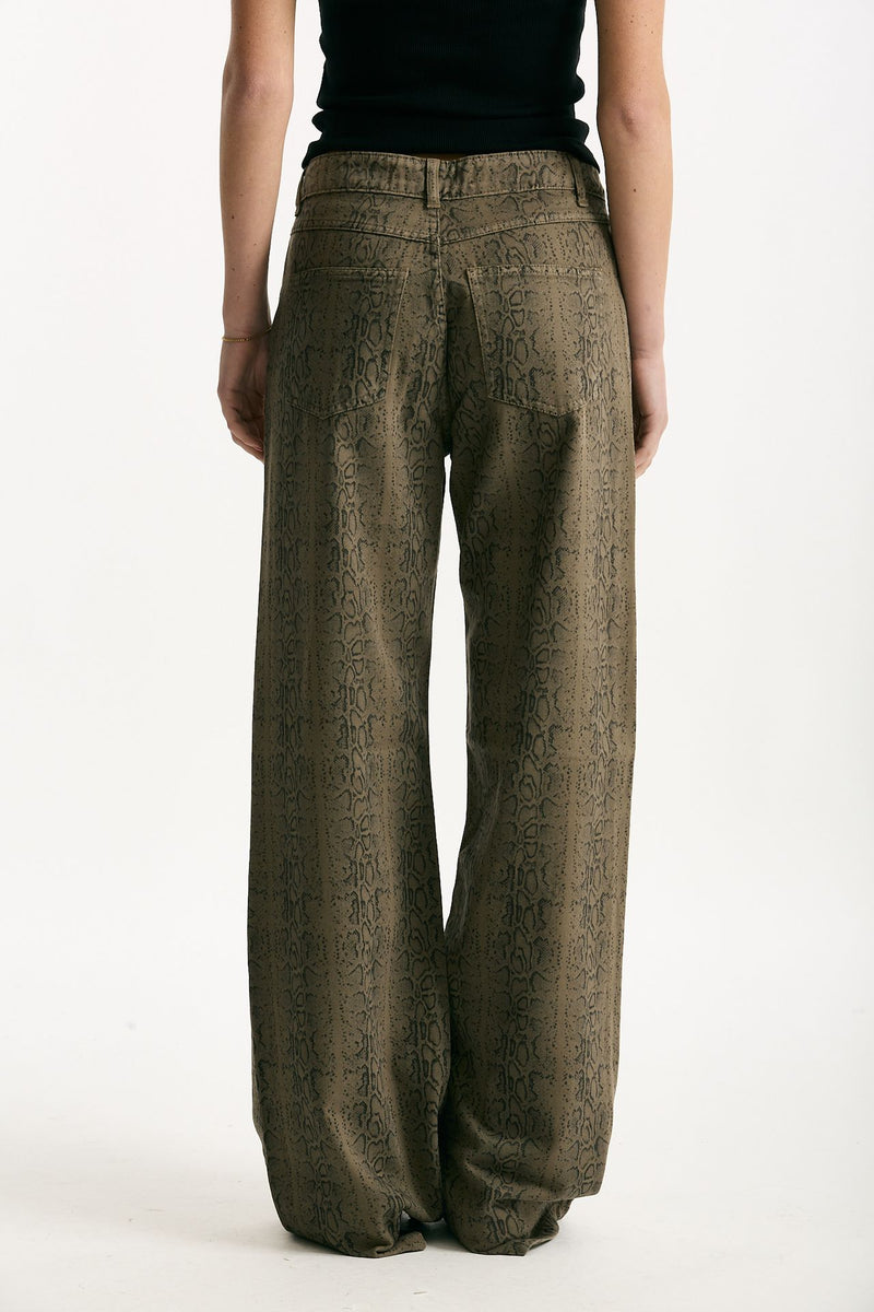 Jeans vita alta stampato verde nero women Federica tosi - 3