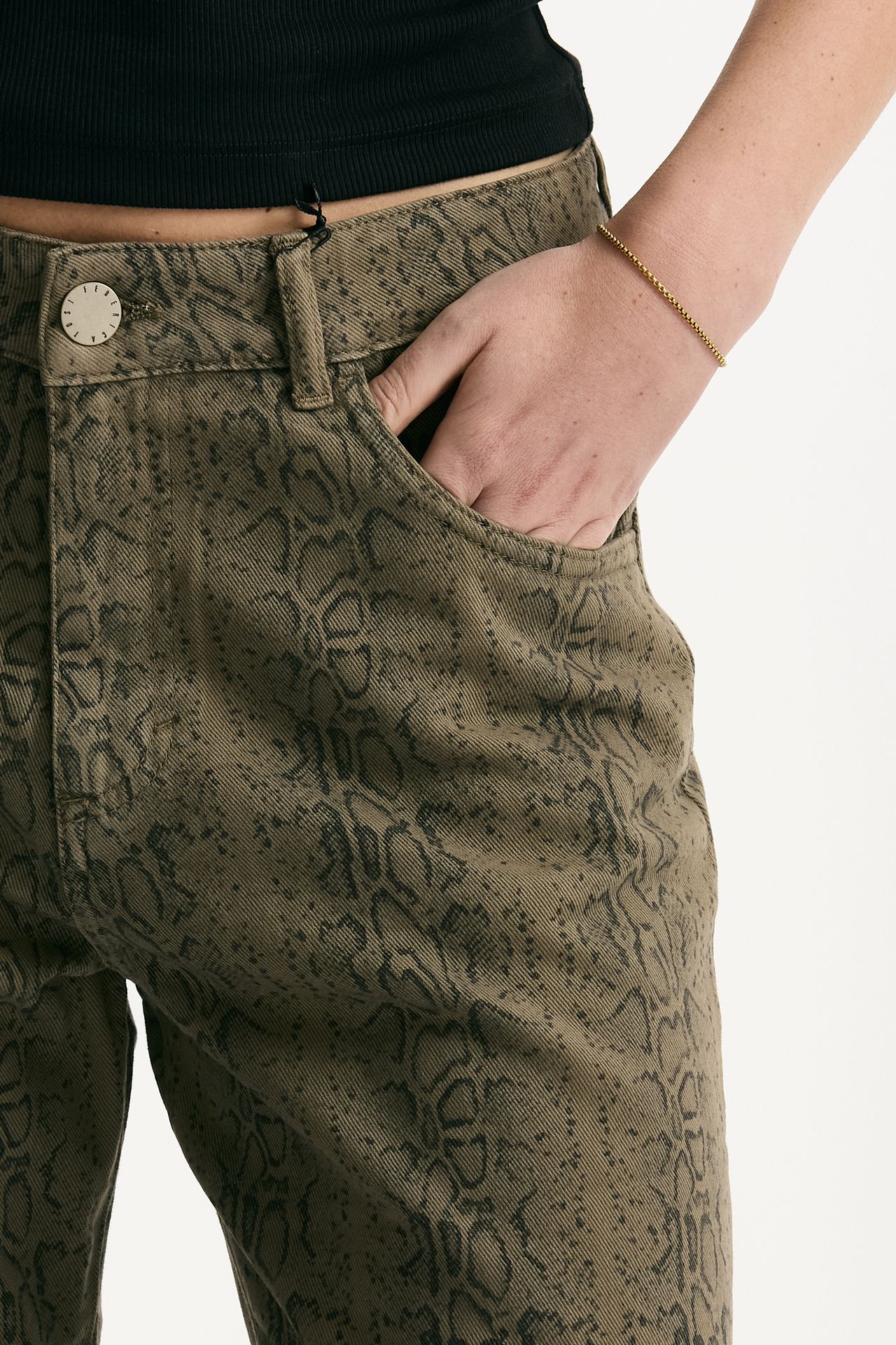 Jeans vita alta stampato verde nero women Federica tosi - 4