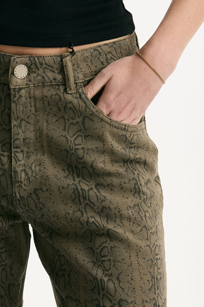 Jeans vita alta stampato verde nero women Federica tosi - 4