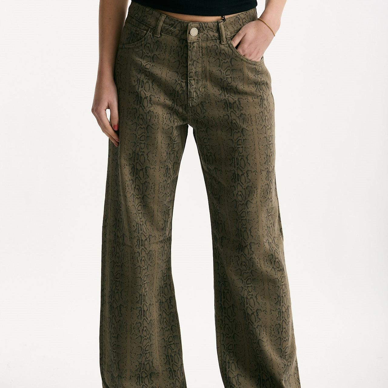 Jeans vita alta stampato verde nero women Federica tosi - 6