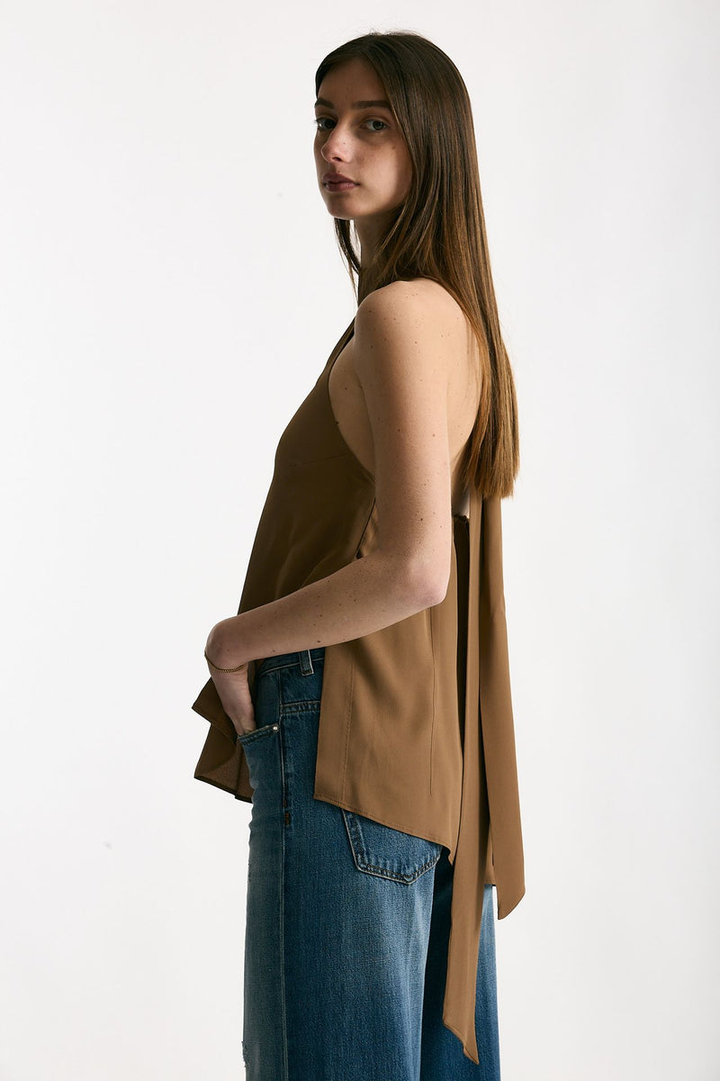 Top in misto seta cammello women Federica tosi - 3