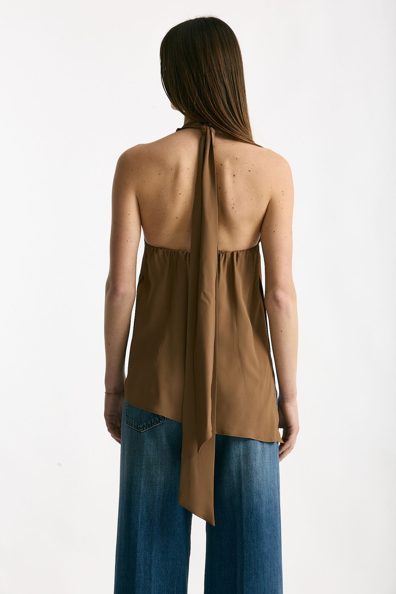 Top in misto seta cammello women Federica tosi - 4