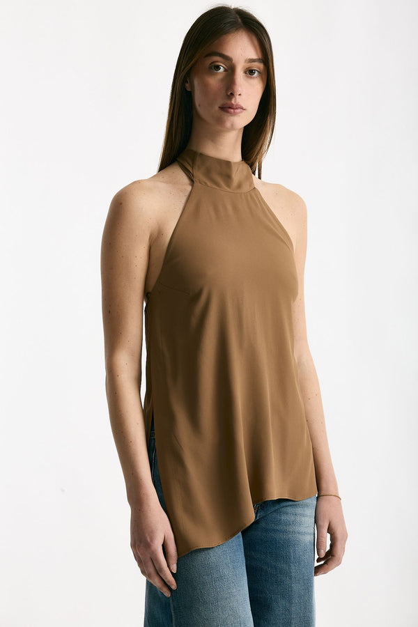 Top in misto seta cammello women Federica tosi