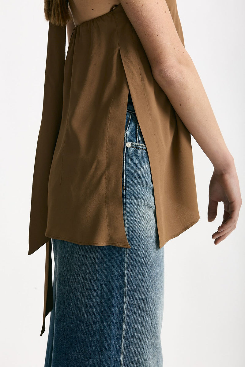 Top in misto seta cammello women Federica tosi - 5