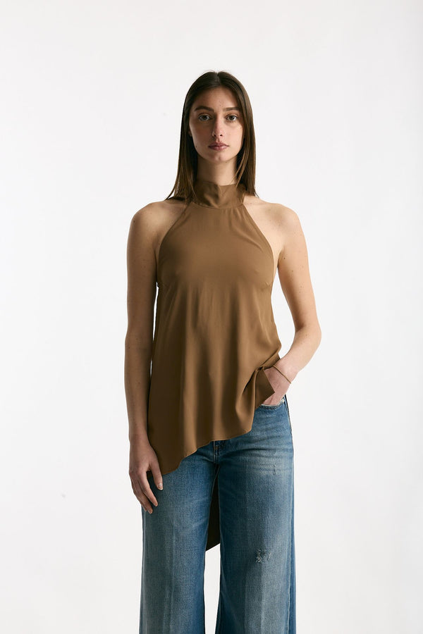 Top in misto seta cammello women Federica tosi