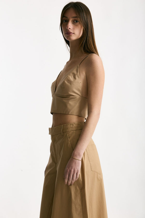 Crop top cammello scollato women Federica tosi
